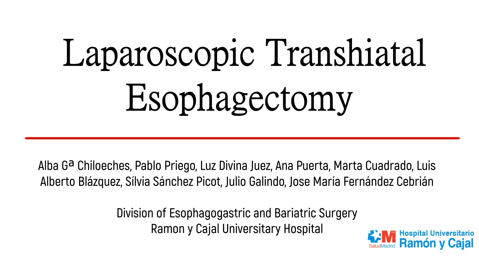 Laparoscopic transhiatal esophagectomy