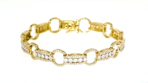 1.50 ct. t.w. Diamond Circle and Bar Bracelet in 18kt Gold Over Sterling