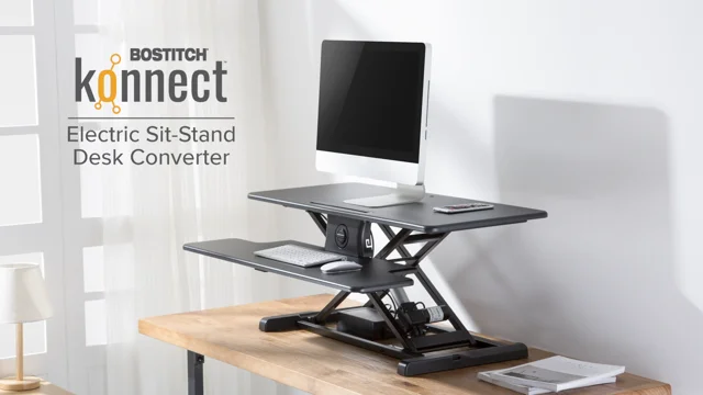 Electric Standing Desk Converter with Wireless Charging Pad