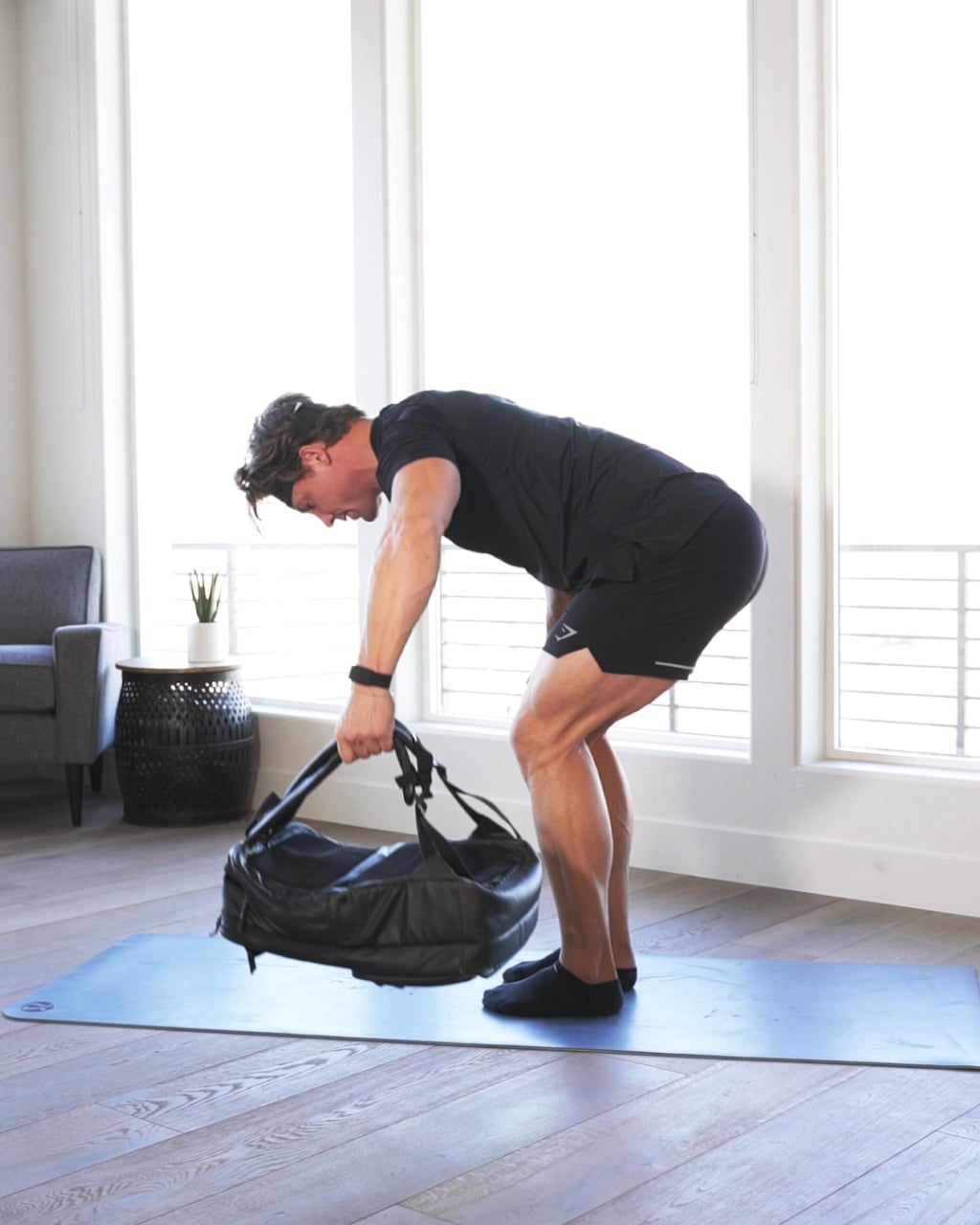 At Home - Single Arm Wide Row (Backpack) on Vimeo