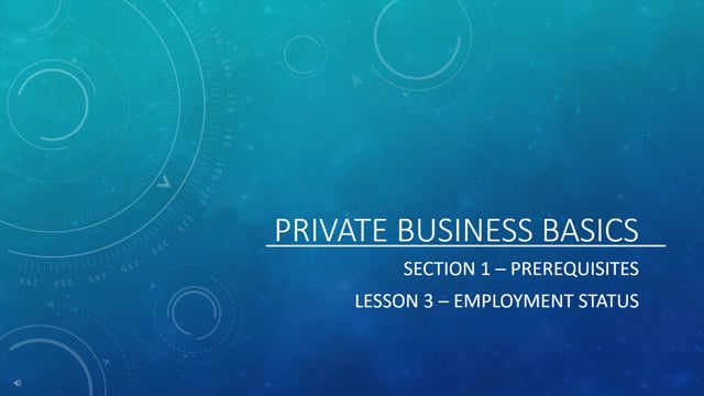 Prerequisites - Employment Status