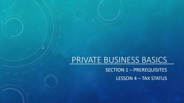 Prerequisites - Tax Status