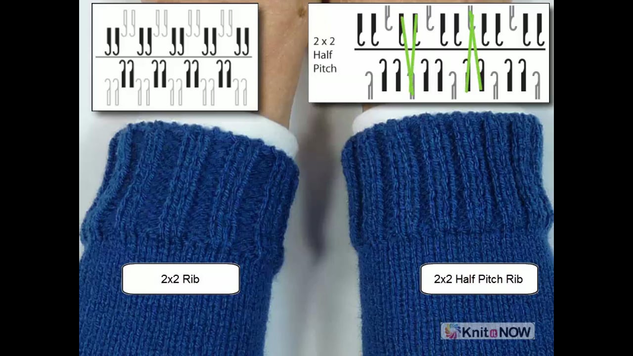 2x2 Half Pitch Rib Cast On Machine Knitting Tutorial