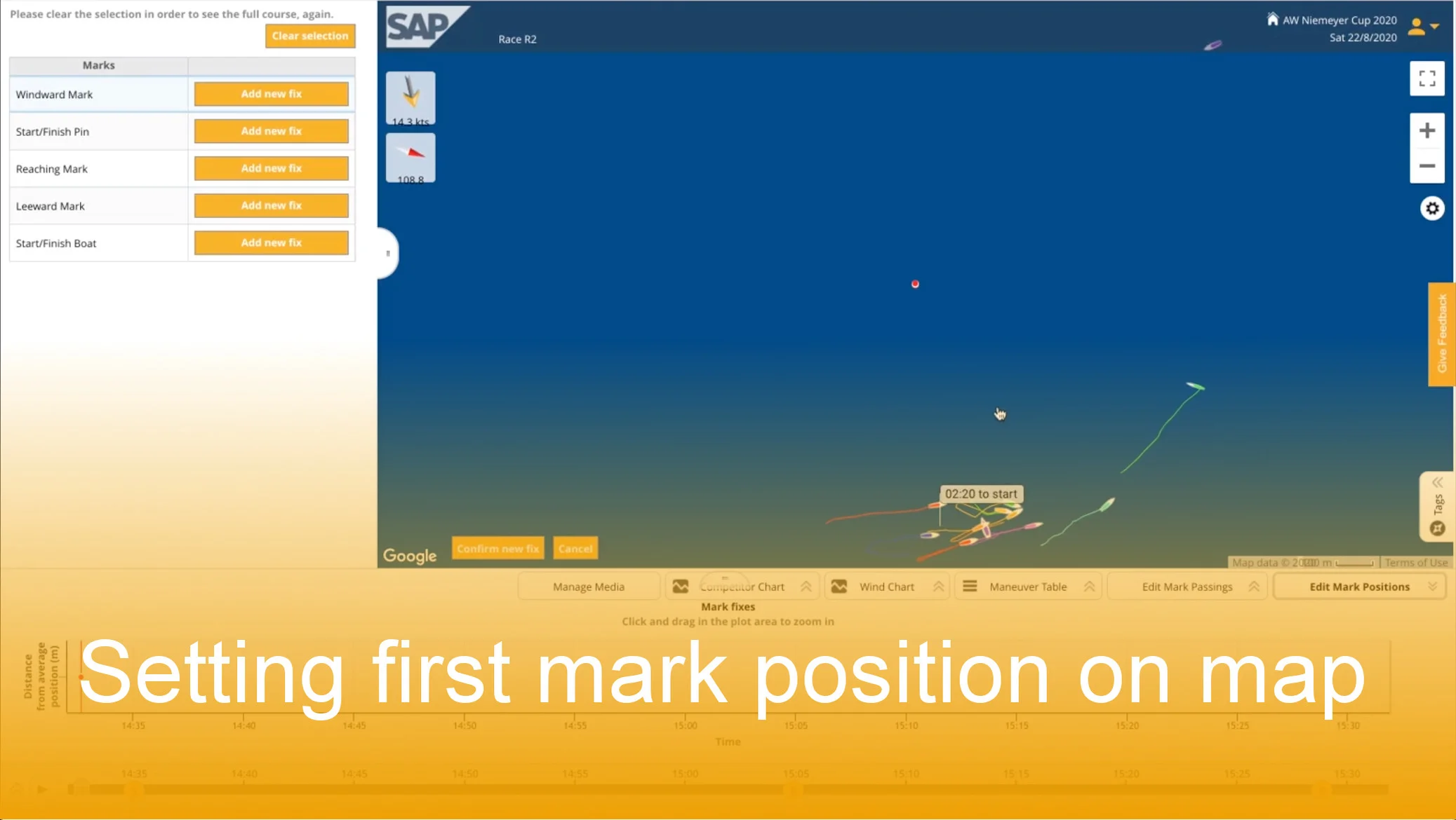Set the position of a mark with the SAP Sailing Analytics