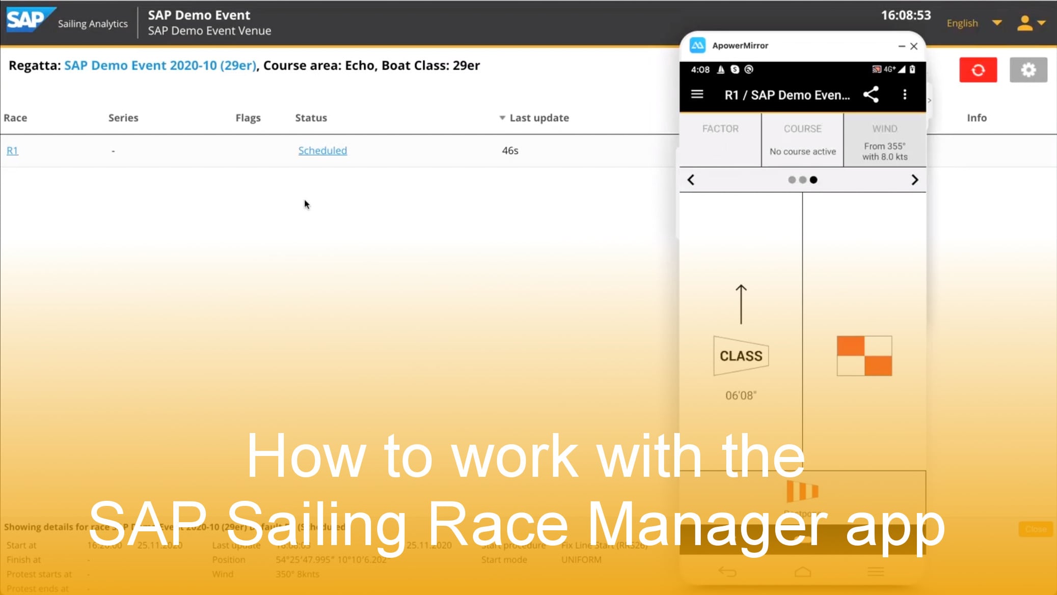 How to work with the SAP Sailing Race Manager app