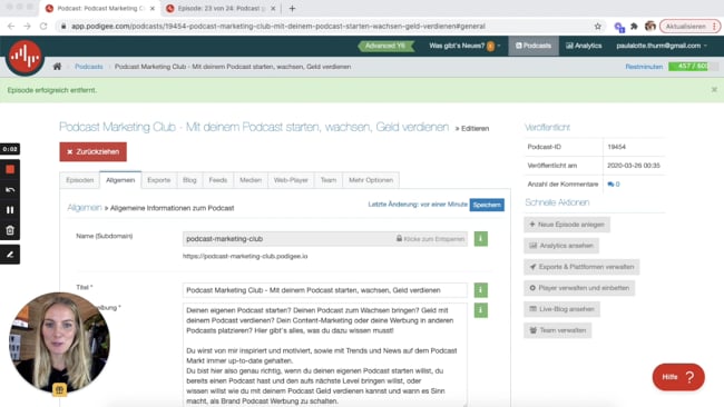 Lade deine erste Folge hoch