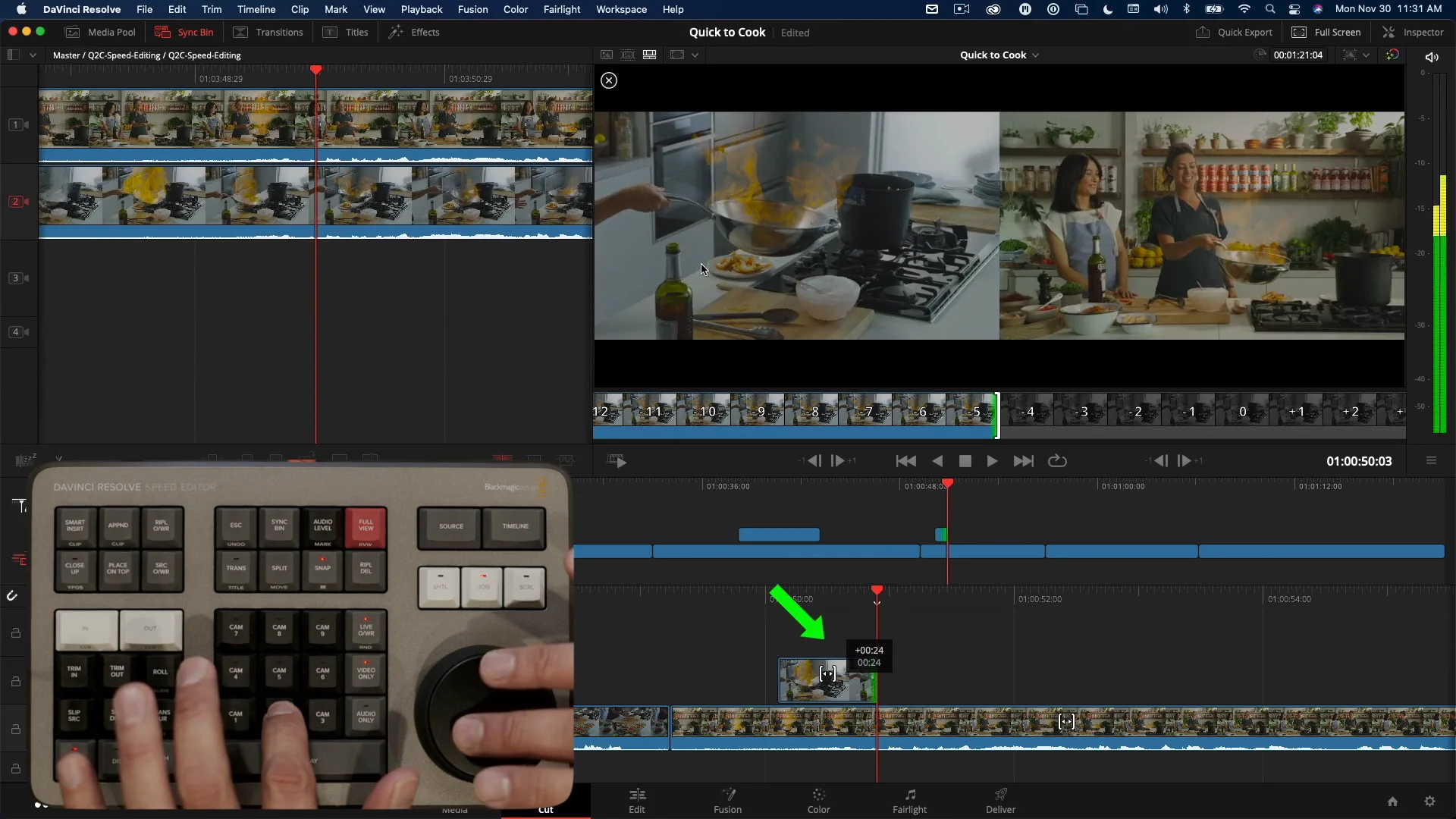 Using the Speed Editor in the Cut Page
