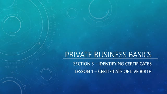 Identifying Certificates Certificate of Live Birth