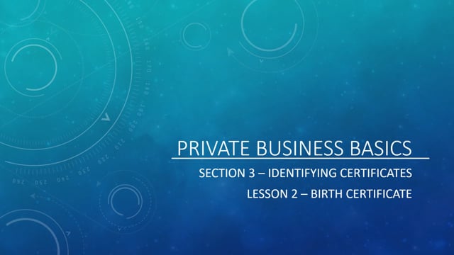Identifying Certificates - Birth Certificate