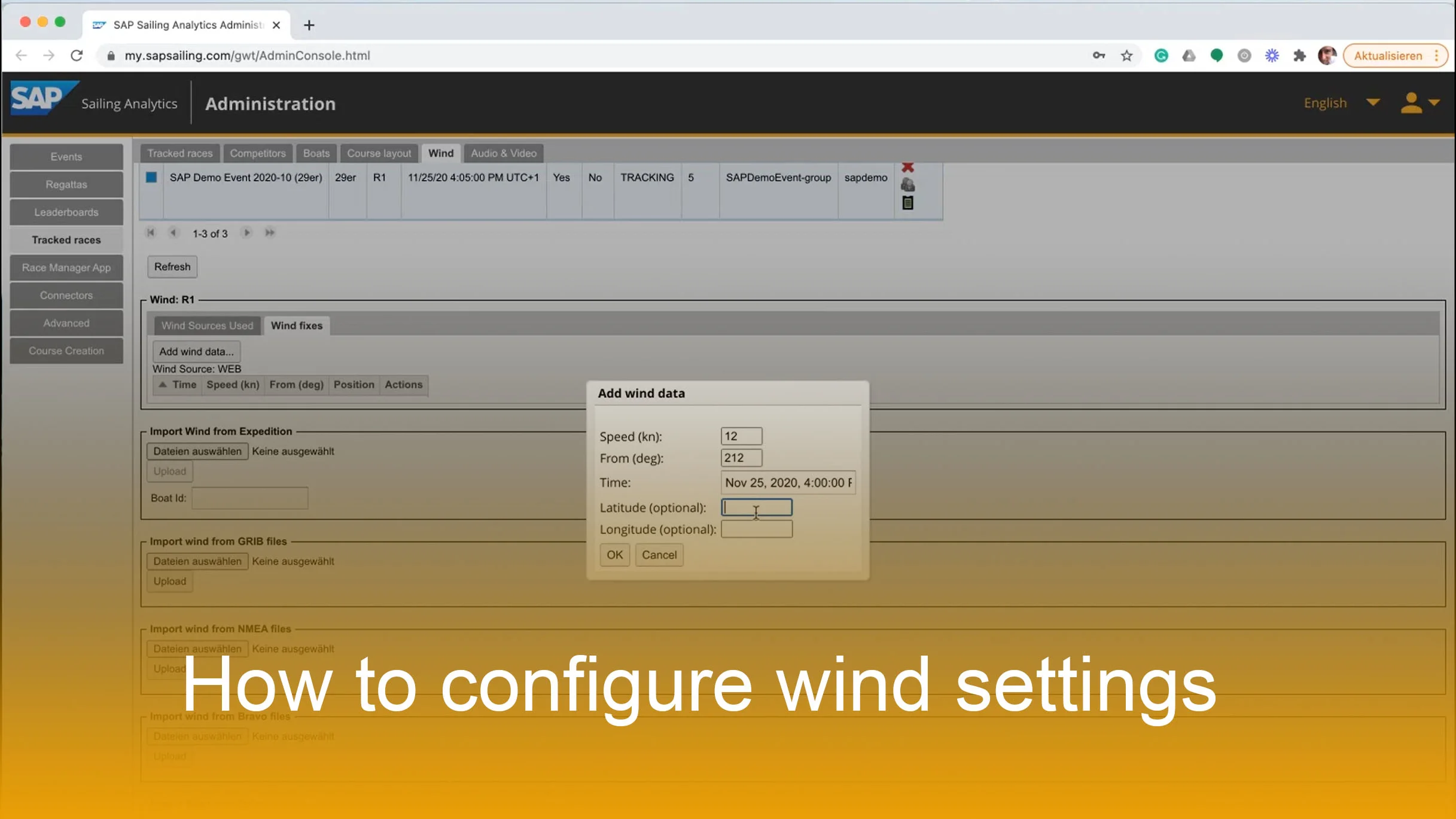 How to configure wind settings
