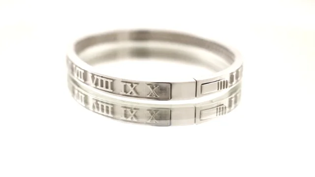 Roman Numeral Stainless Steel Bangle Large