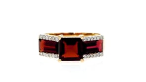 4.00 ct. t.w. Garnet and .12 ct. t.w. Diamond Ring in 14kt Yellow Gold