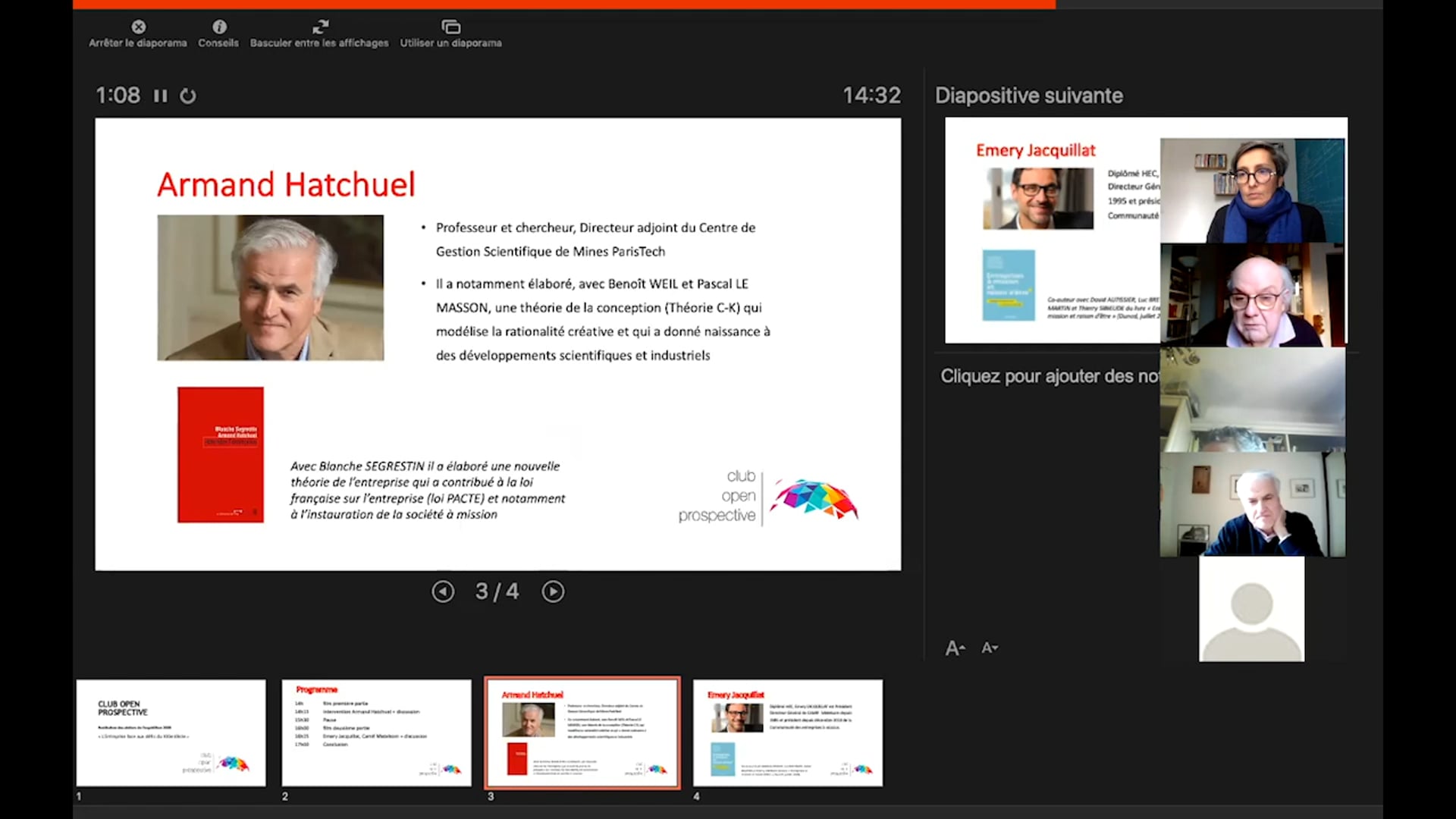 Intervention Armand Hatchuel - Restitution ateliers Club Open Prospective - 08-12-2020