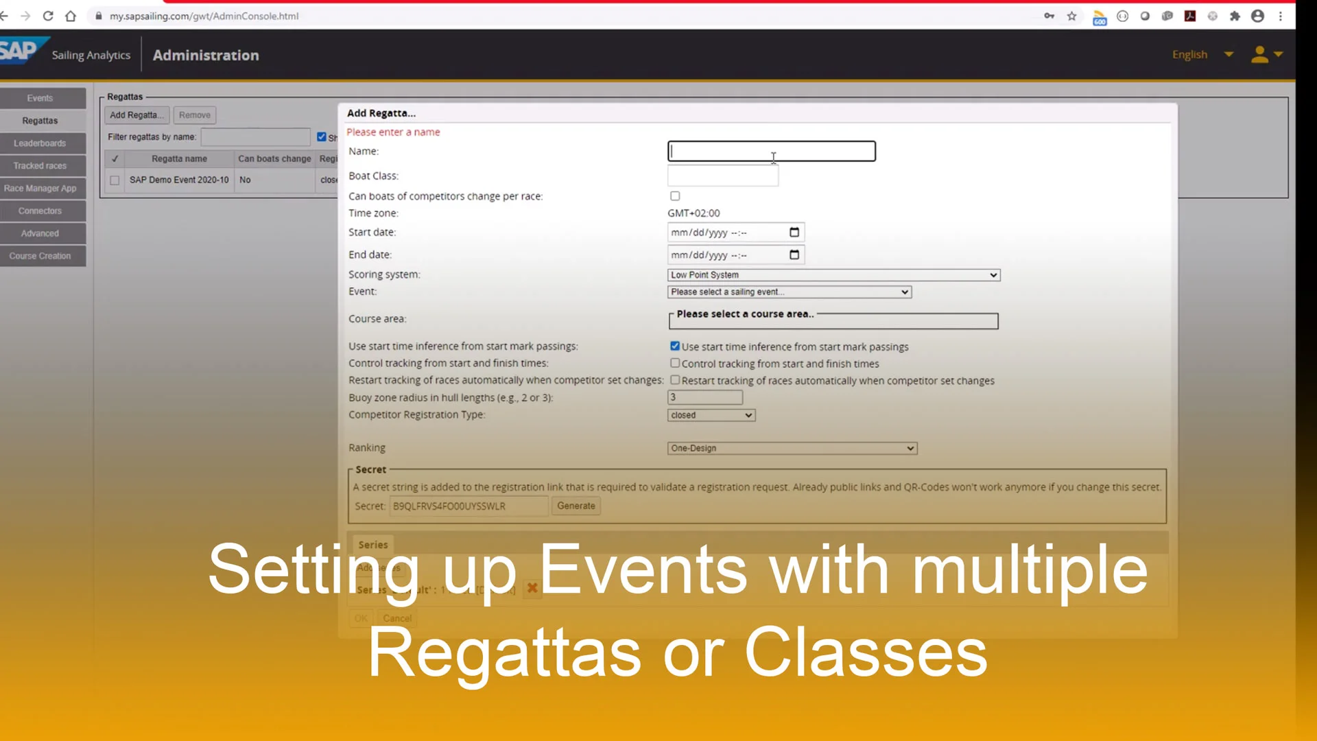 Setting up multiple regattas or classes events with the SAP Sailing Analytics