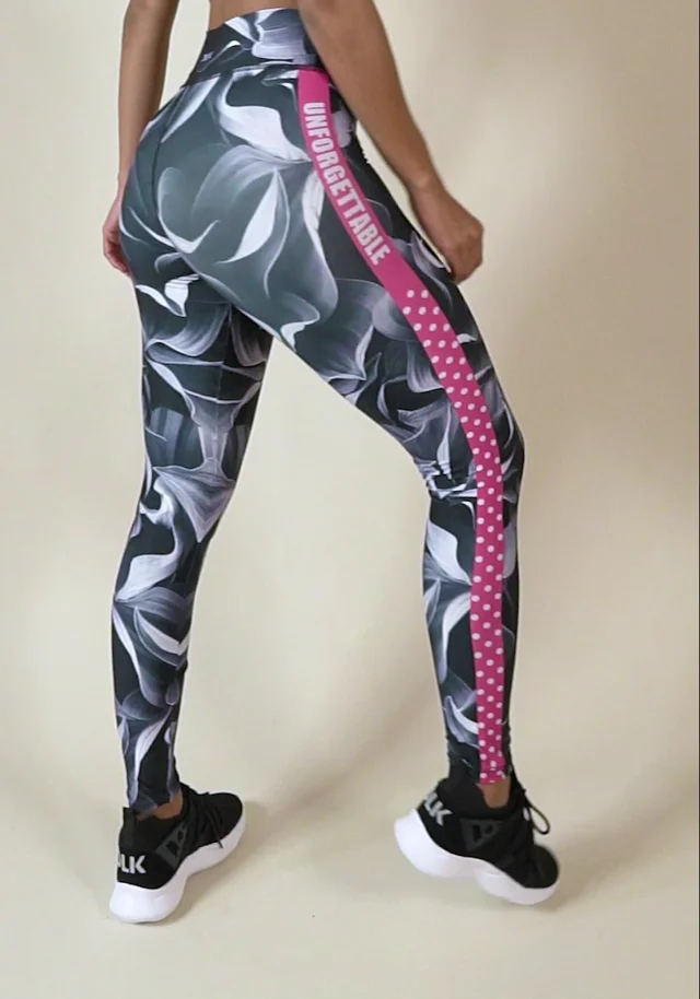 Calça legging printed tie dye preto