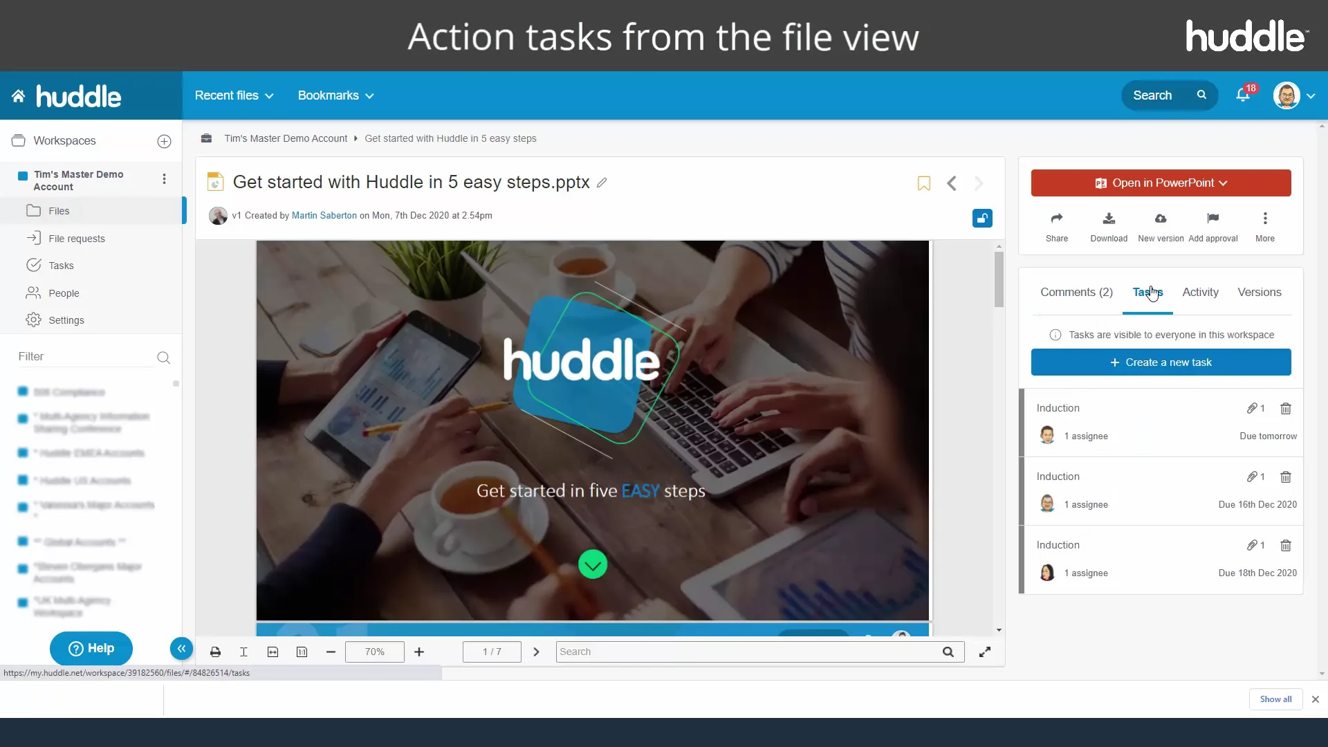 Action a task from the file view on Vimeo