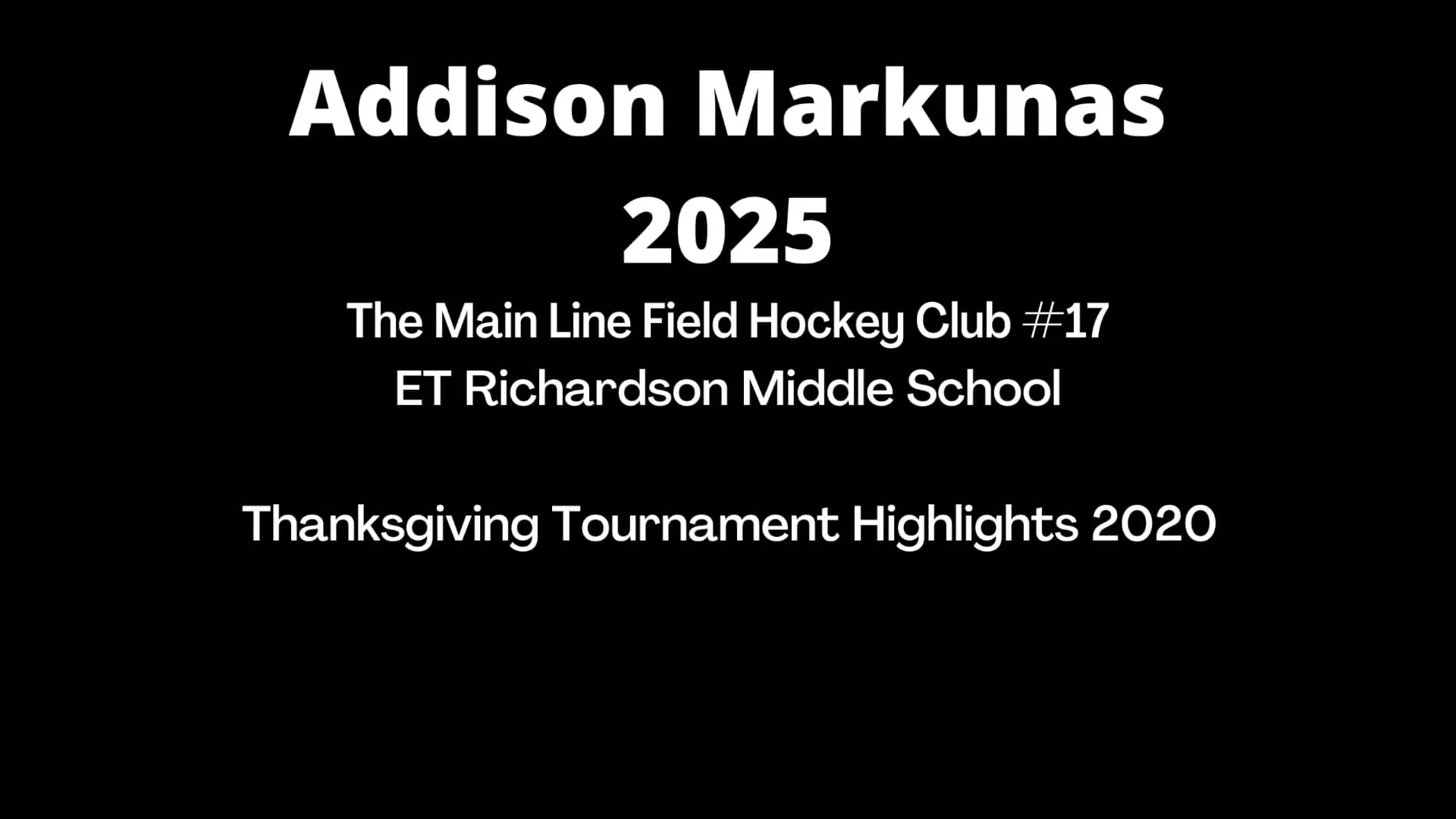 Addison Markunas (2025) Thanksgiving Highlights 2020 on Vimeo