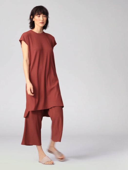 Textured Stretch Rib Crew Neck Dress | EILEEN FISHER Textured Stretch Rib Crew Neck Dress | EILEEN FISHER
