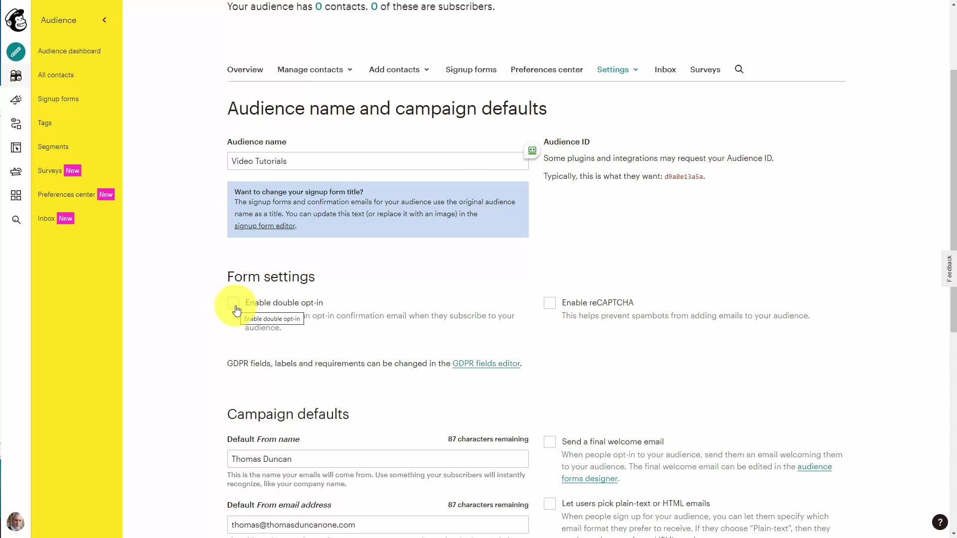 Audience Settings On Vimeo