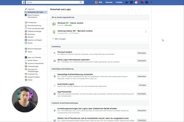 Spam Schutz: 2-stufige Authentifizierung auf FB