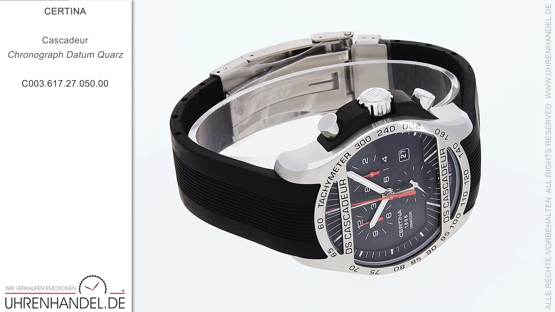 Certina black discount cascadeur chronograph watch