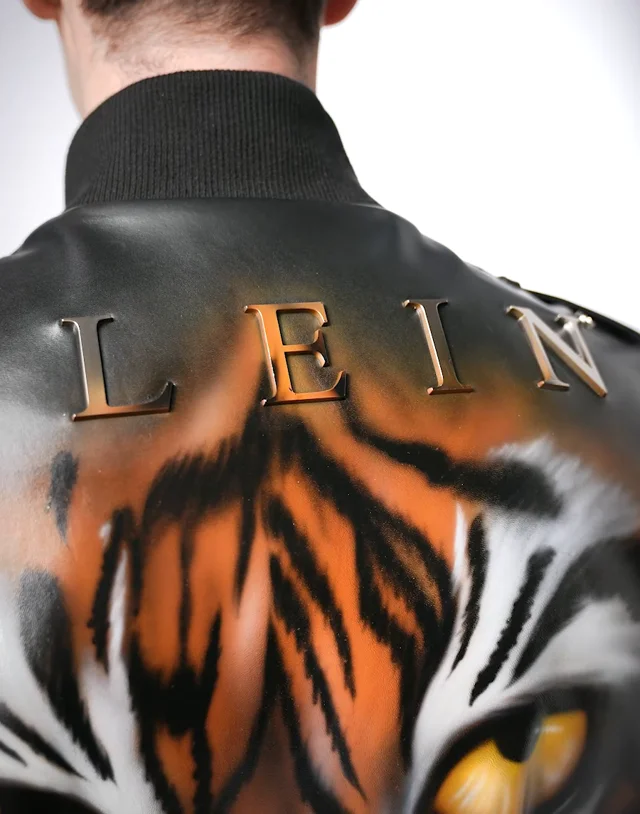 Leather Bomber Hand painted Tiger