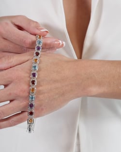 Vidéo: Bracelet Citrine Topaze Grenat Améthyste Forme Carré et Argent 925