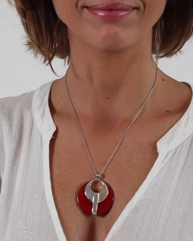 Video: 925 Sterling Silver Coral Round Shape Pendant