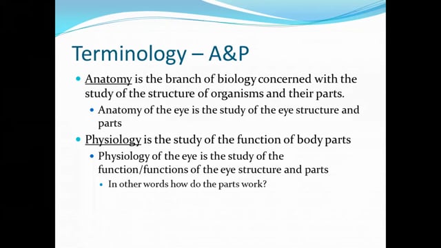 Anatomy and Physiology-How The Eye Works