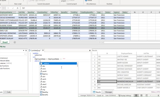 SQL queries in Excel
