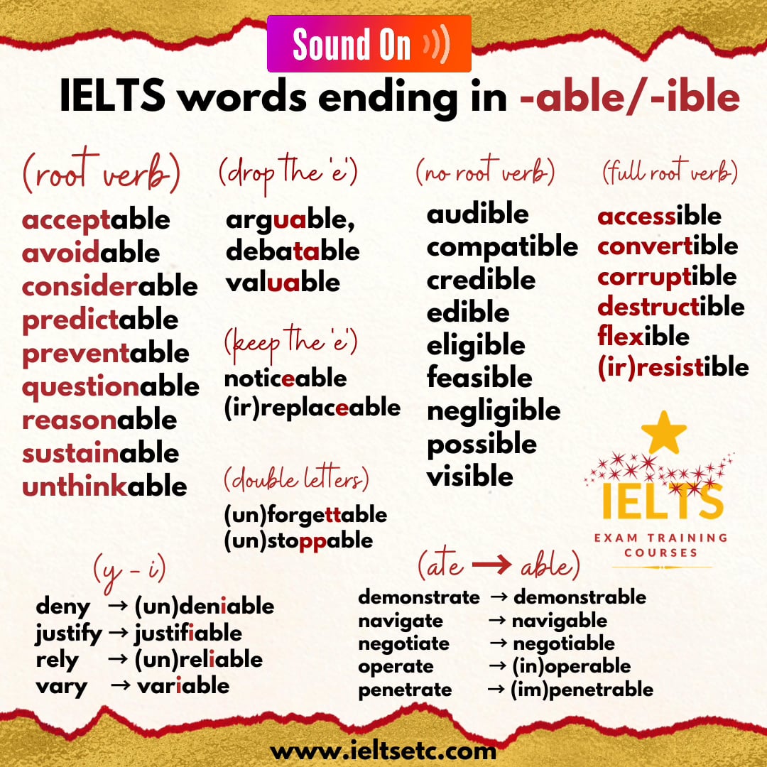 How to pronounce words ending in able and ible on Vimeo