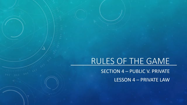Public V. Private - Private Law