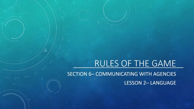Communicating w/ Agencies - Language