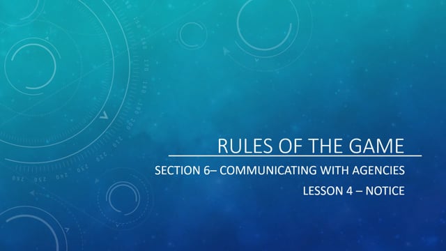 Communicating w/ Agencies - Notice