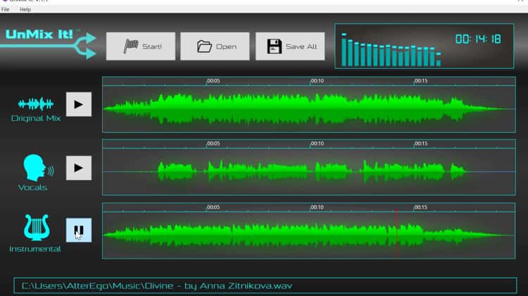 Isolating vocals deals from a song