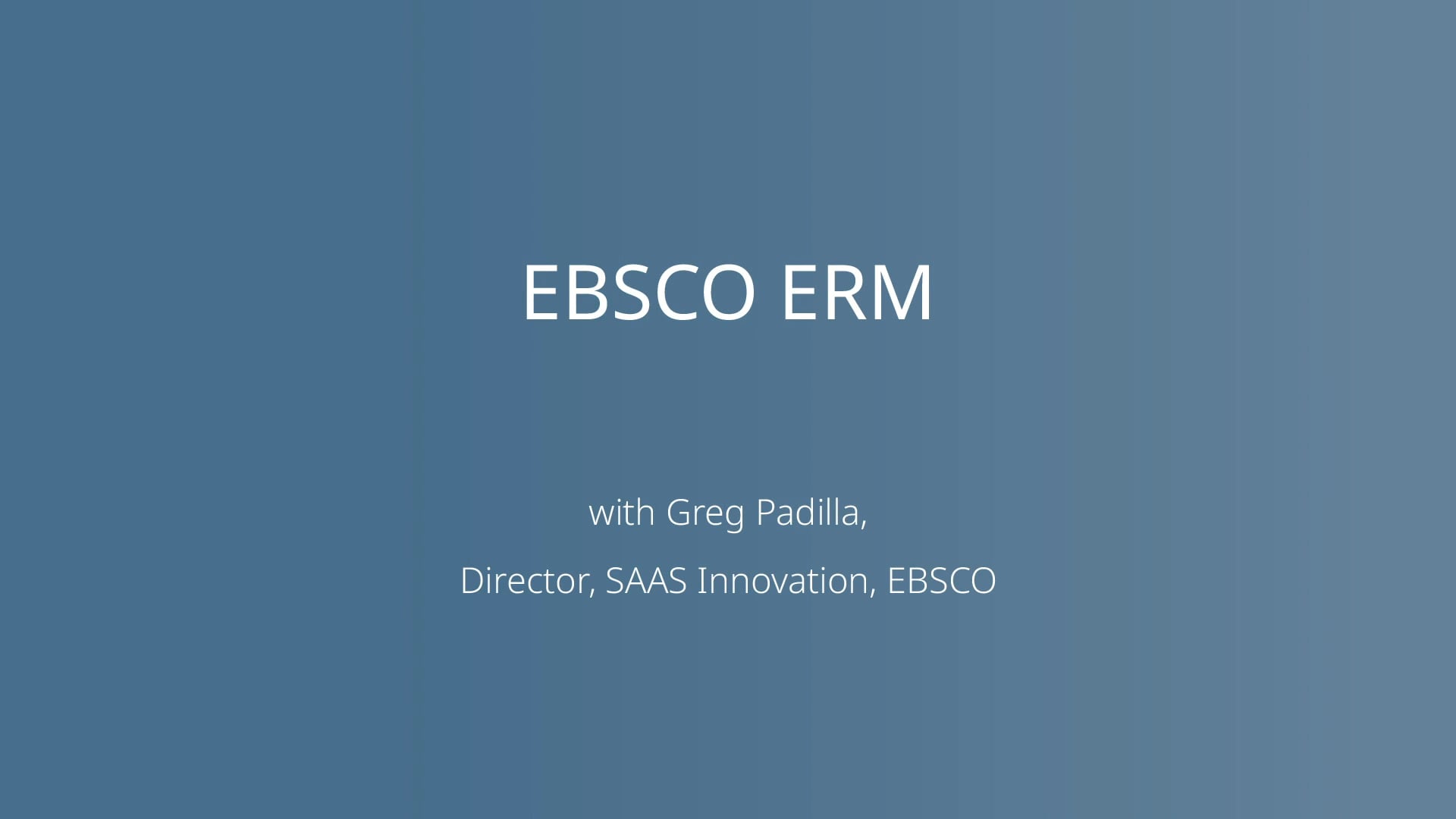EBSCO ERM FOLIO On Demand Series on Vimeo