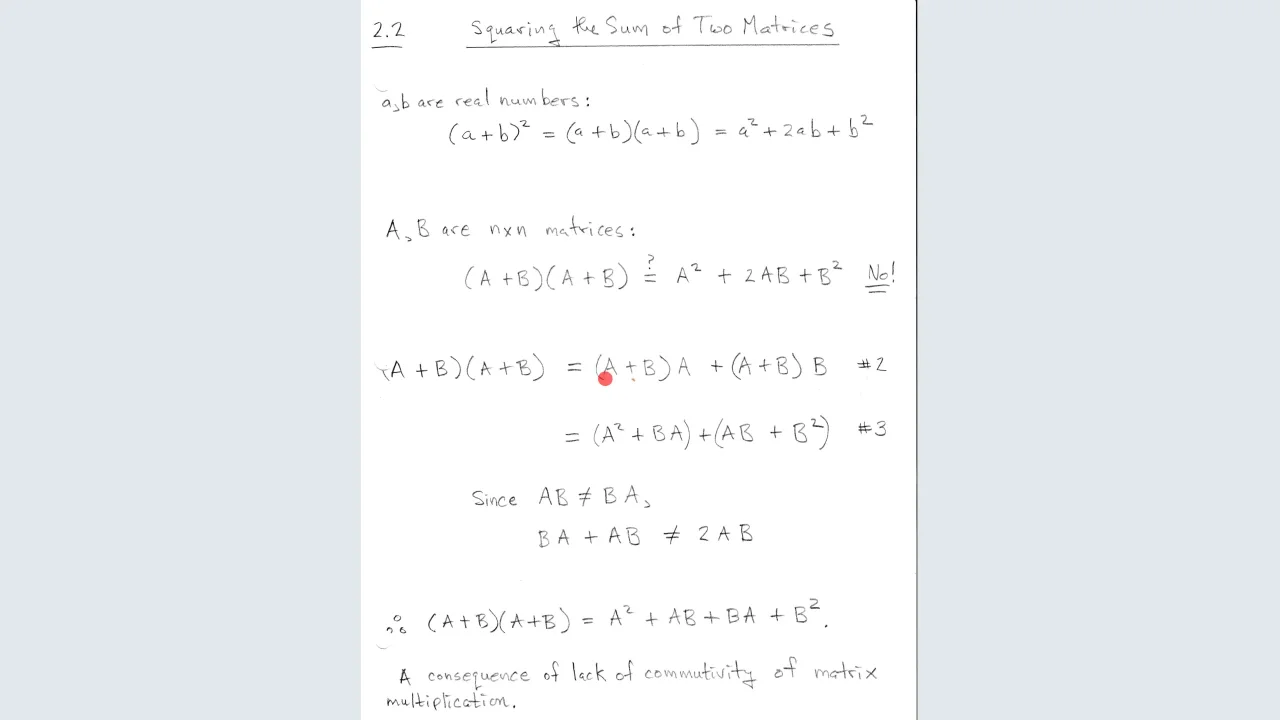 2.2b Properties of Matrix Mult