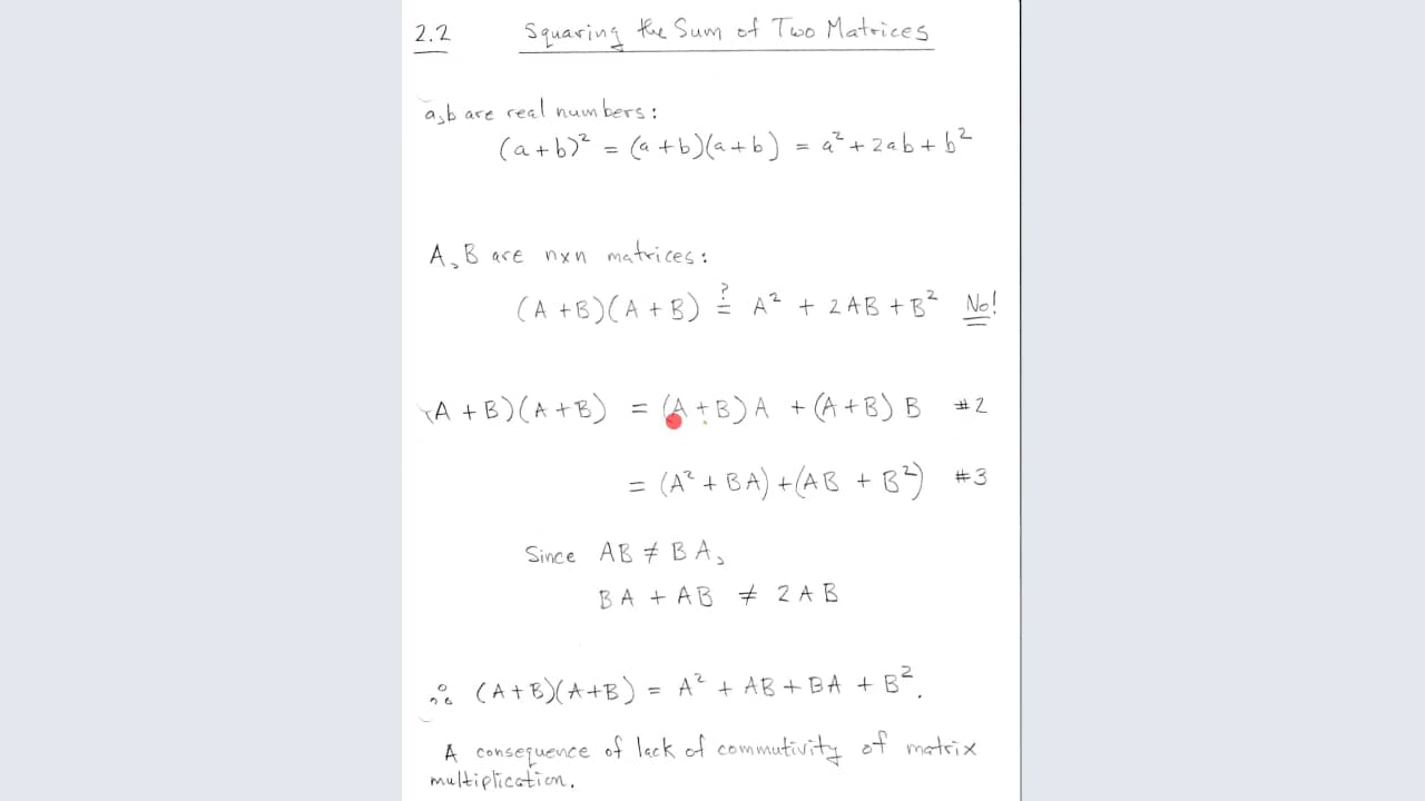 2.2b Properties of Matrix Mult on Vimeo