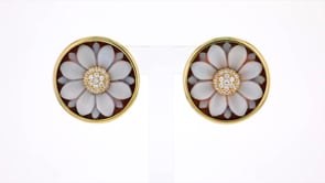 Italian Cameo Flower Earring Jackets with .20 ct. t.w. CZ Cluster Stud Earrings in 18kt Gold Over Sterling