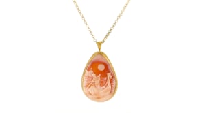 Italian Venice Shell Cameo Pendant Necklace in 18kt Gold Over Sterling Silver