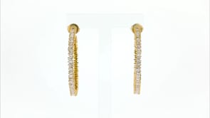 1.10 ct. t.w. Baguette Diamond Hoop Earrings in 14kt Yellow Gold