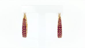 1.80 ct. t.w. Rhodolite Garnet Moon Hoop Earrings in 18kt Gold Over Sterling