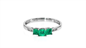 50 ct. t.w. Emerald Ring with Diamond Accents in 14kt White Gold