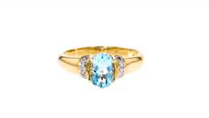 1.00 Carat Aquamarine Ring with Diamond Accents in 14kt Yellow Gold