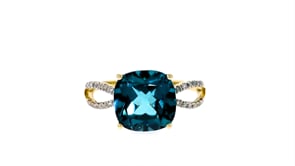 4.90 Carat London Blue Topaz and .11 ct. t.w. Diamond Ring in 14kt Yellow Gold