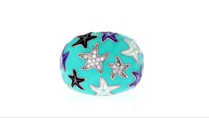 10 ct. t.w. White Topaz and Multicolored Enamel Celestial Ring in Sterling Silver