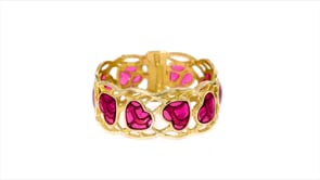 Italian Pink Enamel Heart Ring in 14kt Yellow Gold