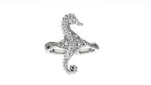 33 ct. t.w. Diamond Seahorse Ring in 14kt White Gold