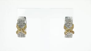 1.00 ct. t.w. Diamond X Hoop Earrings in Sterling Silver and 14kt Yellow Gold