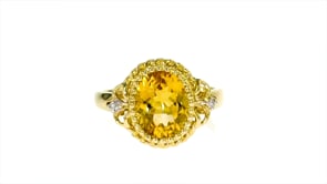 2.80 Carat Citrine Ring with Diamond Accents in 14kt Yellow Gold